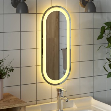 vidaXL Καθρέφτης μπάνιου LED Διαφανές 60 x 25 cm σκληρυμένο γυαλί