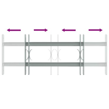 Κάγκελα Παραθύρων Ασφαλείας Ρυθμιζόμενα με 2 Μπάρες 500-650 χιλ.