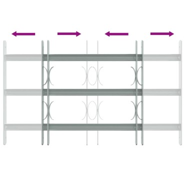 Κάγκελα Παραθύρων Ασφαλείας Ρυθμιζόμενα με 3 Μπάρες 500-650 χιλ.