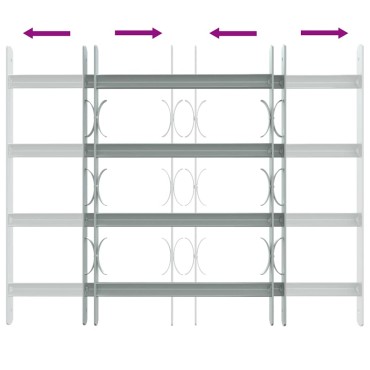 Κάγκελα Παραθύρων Ασφαλείας Ρυθμιζόμενα με 4 Μπάρες 500-650 χιλ.