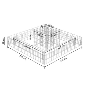vidaXL Συρματοκιβώτιο Γλάστρα 120x120x20cm Γαλβανισμένος Χάλυβας