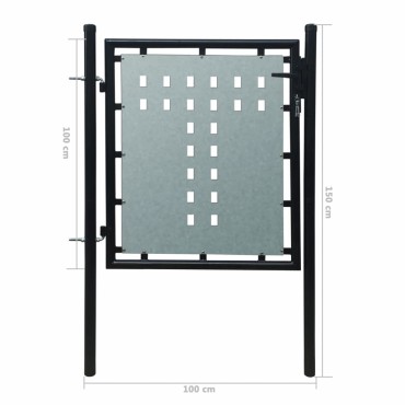 vidaXL Πόρτα Περίφραξης Μονή Μαύρη 100 x 150 εκ.