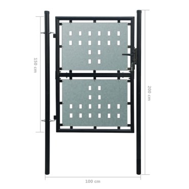 vidaXL Πόρτα Περίφραξης Μονή Μαύρη 100 x 200 εκ.