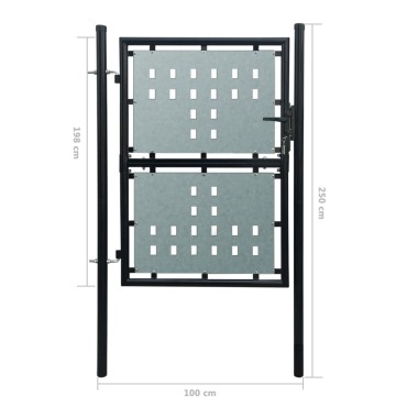 vidaXL Πόρτα Περίφραξης Μονή Μαύρη 100 x 250 εκ.