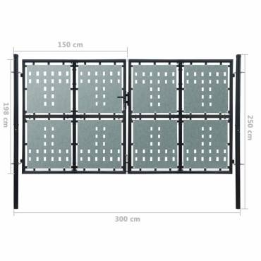 vidaXL Πόρτα Περίφραξης Μονή Μαύρη 300 x 250 εκ.