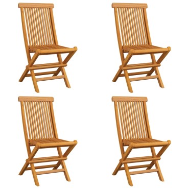vidaXL Καρέκλες Κήπου 4 τεμ. από Μασίφ Ξύλο Teak με Γκρι Μαξιλάρια 47x60x89cm