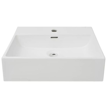 vidaXL Νιπτήρας με Οπή Βρύσης Λευκός 51,5 x 38,5 x 15 εκ. Κεραμικός