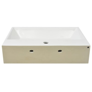 vidaXL Νιπτήρας με Οπή Βρύσης Λευκός 60,5 x 42,5 x 14,5 εκ. Κεραμικός