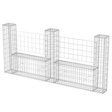vidaXL Συρματοκιβώτιο σε Σχήμα «U» 240x20x100cm Γαλβανισμένος Χάλυβας