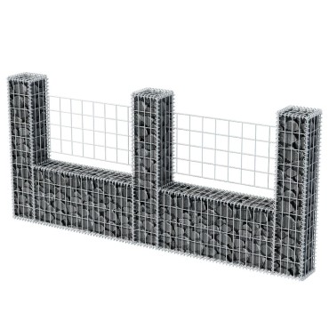 vidaXL Συρματοκιβώτιο σε Σχήμα «U» 240x20x100cm Γαλβανισμένος Χάλυβας