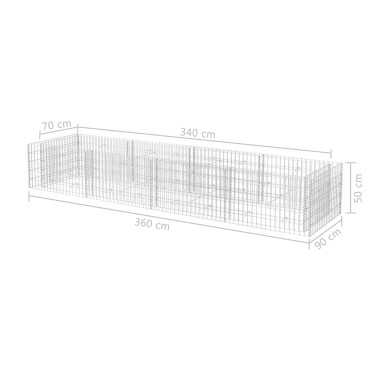 vidaXL Συρματοκιβώτιο - Γλάστρα Υπερυψωμένη 360x90x50 εκ. Ατσάλινη