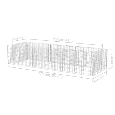 vidaXL Συρματοκιβώτιο - Γλάστρα Υπερυψωμένη 270 x 90 x 50 εκ. Ατσάλινη