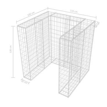 vidaXL Πλαίσιο Μονό για Κάδο Απορριμμάτων 110x100x120 εκ. Ατσάλινο