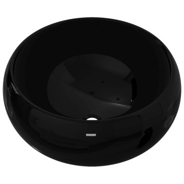 vidaXL Νιπτήρας Στρογγυλός Μαύρος 40 x 15 εκ. Κεραμικός