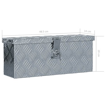 vidaXL Κουτί Αποθήκευσης Ασημί 48,5 x 14 x 20 εκ. Αλουμινίου
