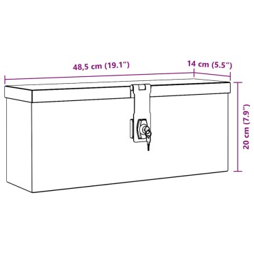 vidaXL Κουτί Αποθήκευσης Ασημί 48,5 x 14 x 20 εκ. Αλουμινίου