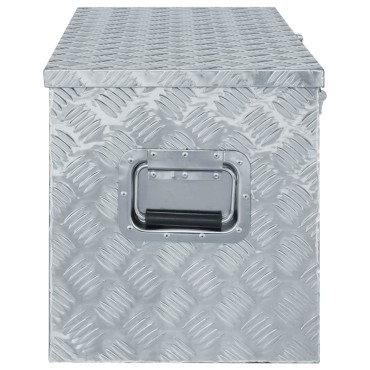 vidaXL Κουτί Αποθήκευσης Ασημί 110,5 x 38,5 x 40 εκ. Αλουμινίου