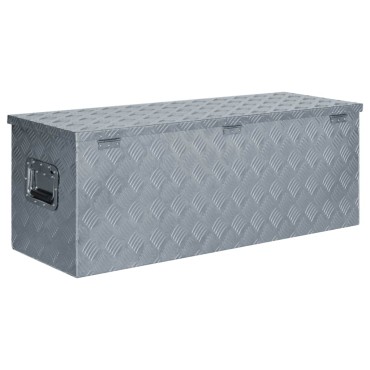 vidaXL Κουτί Αποθήκευσης Ασημί 110,5 x 38,5 x 40 εκ. Αλουμινίου