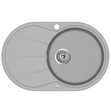 vidaXL Νεροχύτης με Μονή Γούρνα Οβάλ Γκρι Γρανιτένιος