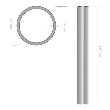 vidaXL Σωλήνες 2 τεμ Στρογγυλοί V2A 2 μ/Ø48x1,8 χιλ Ανοξείδωτου Χάλυβα