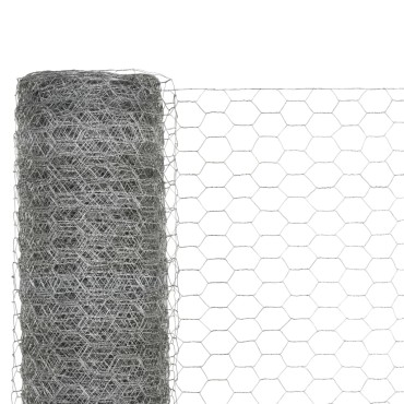 vidaXL Συρματόπλεγμα Εξάγωνο Ασημί 25 x 1,5 μ. από Γαλβανισμένο Χάλυβα