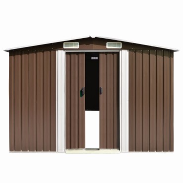 vidaXL Αποθήκη Κήπου Καφέ 257 x 298 x 178 εκ. από Μέταλλο