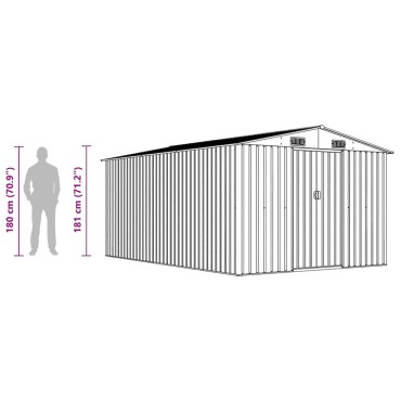 vidaXL Αποθήκη Κήπου Γκρι 257 x 392 x 181 εκ. από Μέταλλο