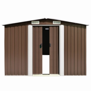 vidaXL Αποθήκη Κήπου Καφέ 257 x 489 x 181 εκ. από Μέταλλο