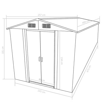 vidaXL Αποθήκη Κήπου Καφέ 257 x 489 x 181 εκ. από Μέταλλο