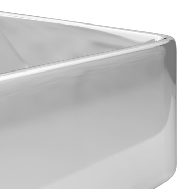 vidaXL Νιπτήρας με Οπή Βρύσης Ασημί 48 x 37 x 13,5 εκ. Κεραμικός