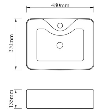 vidaXL Νιπτήρας με Οπή Βρύσης Ασημί 48 x 37 x 13,5 εκ. Κεραμικός