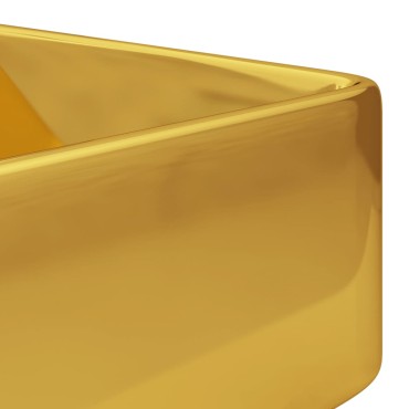 vidaXL Νιπτήρας με Οπή Βρύσης Χρυσός 48 x 37 x 13,5 εκ. Κεραμικός