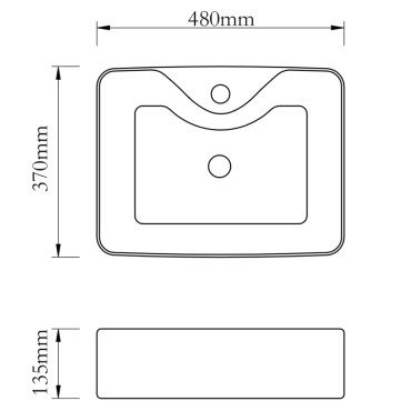 vidaXL Νιπτήρας με Οπή Βρύσης Χρυσός 48 x 37 x 13,5 εκ. Κεραμικός