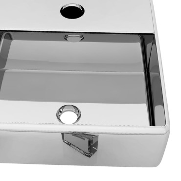vidaXL Νιπτήρας με Οπή Βρύσης Ασημί 38 x 30 x 11,5 εκ. Κεραμικός