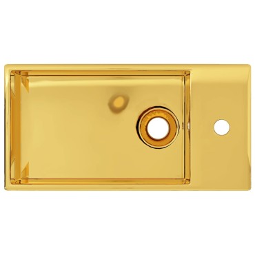 vidaXL Νιπτήρας με Οπή Υπερχείλισης Χρυσός 49x25x15 εκ. Κεραμικός