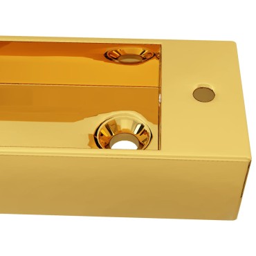 vidaXL Νιπτήρας με Οπή Υπερχείλισης Χρυσός 49x25x15 εκ. Κεραμικός