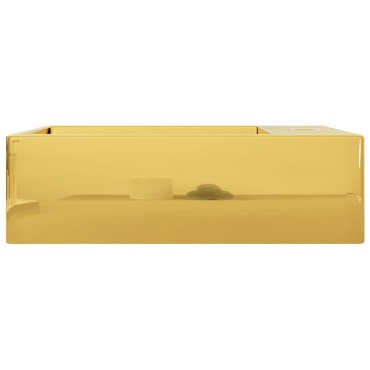 vidaXL Νιπτήρας με Οπή Υπερχείλισης Χρυσός 49x25x15 εκ. Κεραμικός