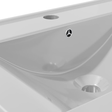 vidaXL Νιπτήρας με Οπή Υπερχείλισης Ασημί 60 x 46 x 16 εκ. Κεραμικός