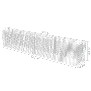 vidaXL Συρματοκιβώτιο-Γλάστρα Υπερυψωμένη 540x90x100 εκ. Γαλβ. Χάλυβας