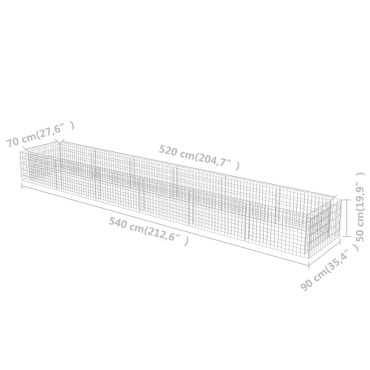 vidaXL Συρματοκιβώτιο-Γλάστρα Υπερυψωμένη 540x90x50 εκ. Γαλβ. Χάλυβας