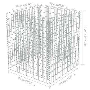 vidaXL Συρματοκιβώτιο-Γλάστρα Υπερυψωμένη 90x90x100 εκ. Γαλβ. Χάλυβας