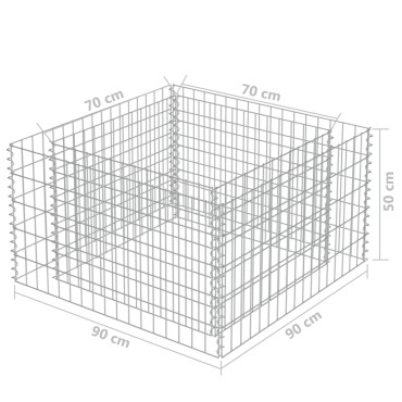 vidaXL Συρματοκιβώτιο-Γλάστρα Υπερυψωμένη 90x90x50 εκ. Γαλβ. Χάλυβας