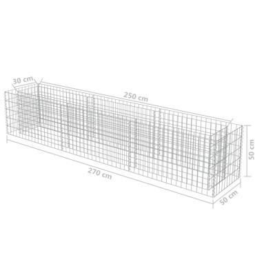 vidaXL Συρματοκιβώτιο-Γλάστρα Υπερυψωμένη 270x50x50 εκ. Γαλβ. Χάλυβας