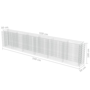 vidaXL Συρματοκιβώτιο-Γλάστρα Υπερυψωμένη 540x50x100 εκ. Γαλβ. Χάλυβας
