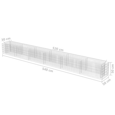 vidaXL Συρματοκιβώτιο-Γλάστρα Υπερυψωμένη 540x50x50 εκ. Γαλβ. Χάλυβας