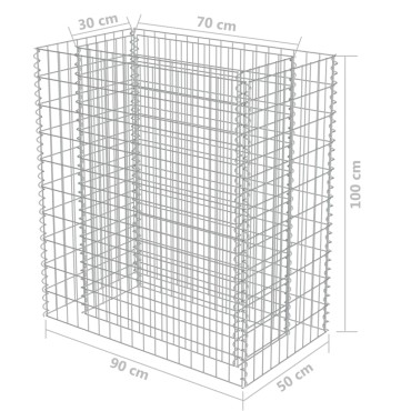 vidaXL Συρματοκιβώτιο-Γλάστρα Υπερυψωμένη 90x50x100 εκ. Γαλβ. Χάλυβας