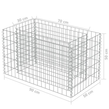 vidaXL Συρματοκιβώτιο-Γλάστρα Υπερυψωμένη 90x50x50 εκ. Γαλβ. Χάλυβας