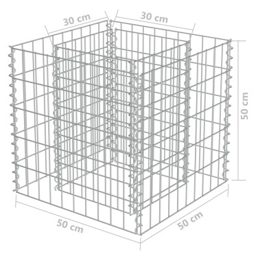 vidaXL Συρματοκιβώτιο-Γλάστρα Υπερυψωμένη 50x50x50 εκ. Γαλβ. Χάλυβας