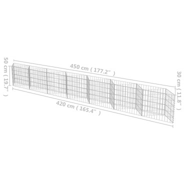 vidaXL Συρματοκιβώτιο Τοίχος 450x30x50 εκ. από Γαλβανισμένο Χάλυβα