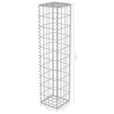 vidaXL Συρματοκιβώτιο Τοίχος 20x20x100 εκ. Γαλβαν.Χάλυβας + Καλύμματα